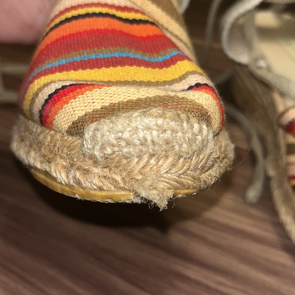 Lord and Taylor striped espadrilles with ties around ankle. - Picture 13 of 16